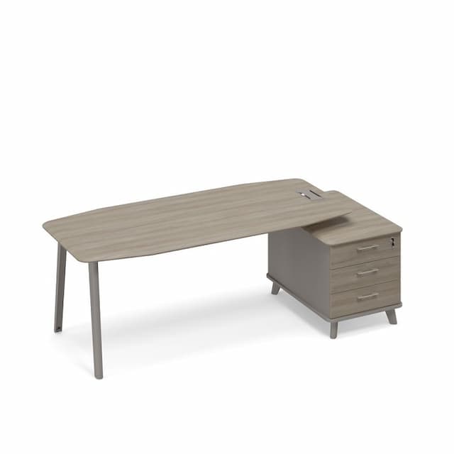 Стол руководителя на тумбе малой (тип 2) Юнитекс ТМ М1 114 МП ВЛ ВЛ мокко премиум (корпус) / вяз либерти (столешница, топ, фасад)