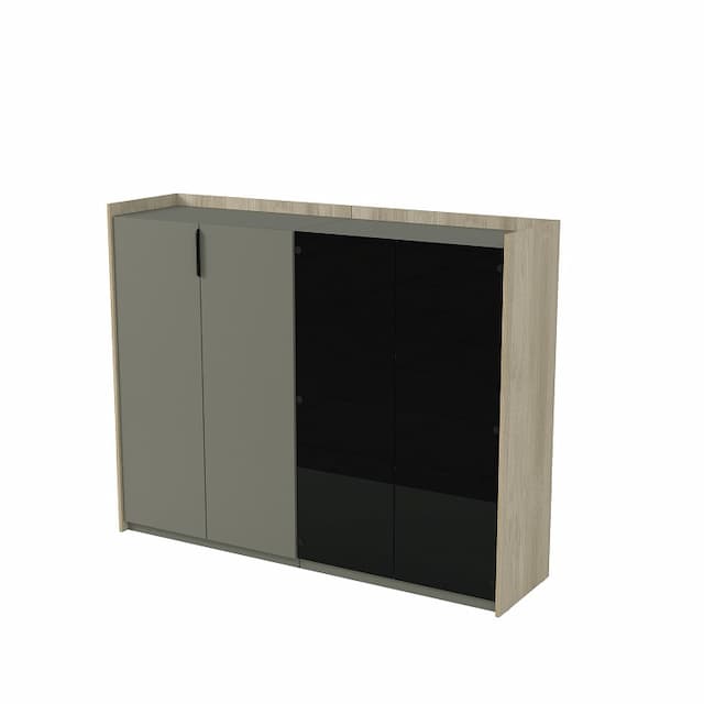 Шкаф средний со стеклом двусоставный Алсав MAGNETIC 15ШДC.1402 (1768х460х1400) okwood/terra