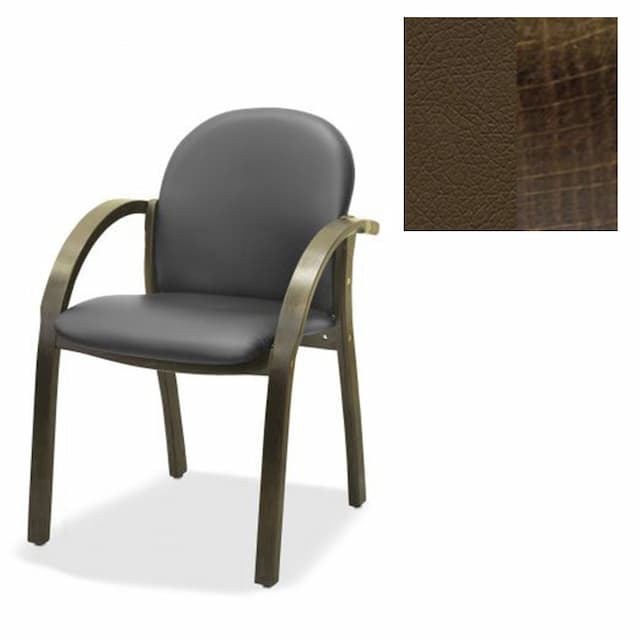 Офисный стул Юнитекс Джуно люкс экокожа премиум коричневая CN1116/дерево-тёмный орех аида