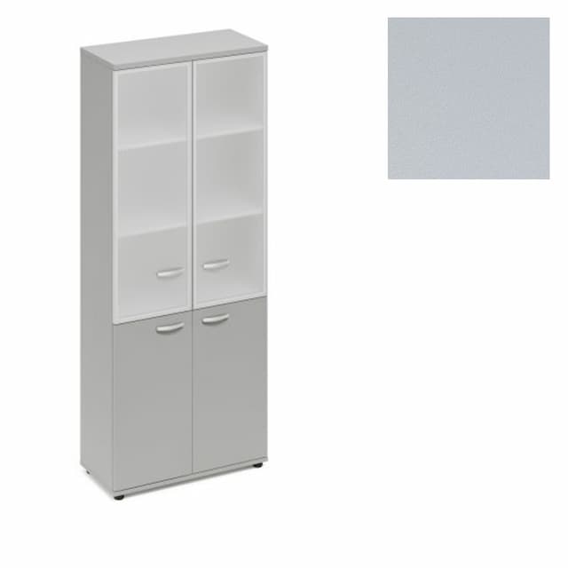 Шкаф со стеклянными дверьми в алюминиевой рамке Юнитекс А4 (78x36.4x193) А4 9380 СЕ серый