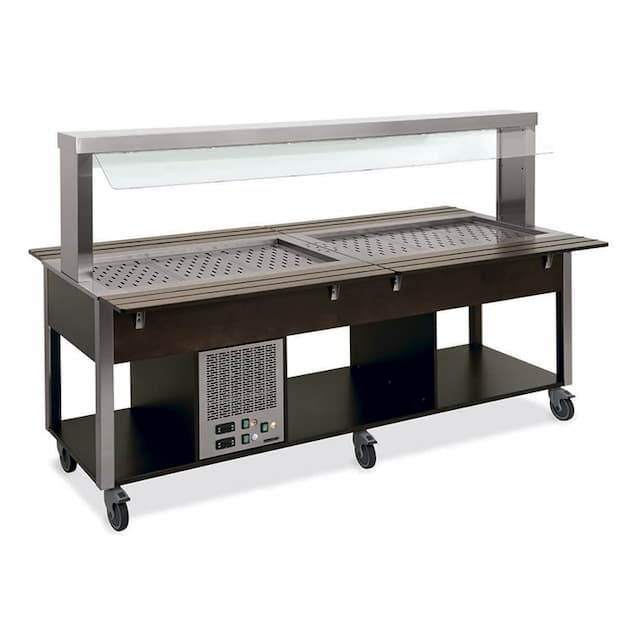 Стол Шведский комбинированный (защитное стекло статичное) MetalCarrelli 6920.6F3-W (венге)